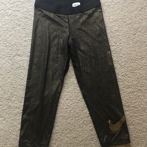 Nike cropped gold sparkle leggings